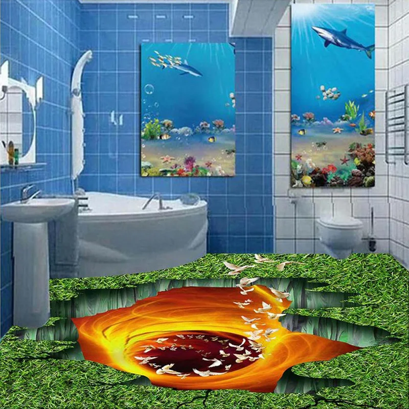 Пользовательские обои для пола 3D гостиная спальня ванная комната пол росписи