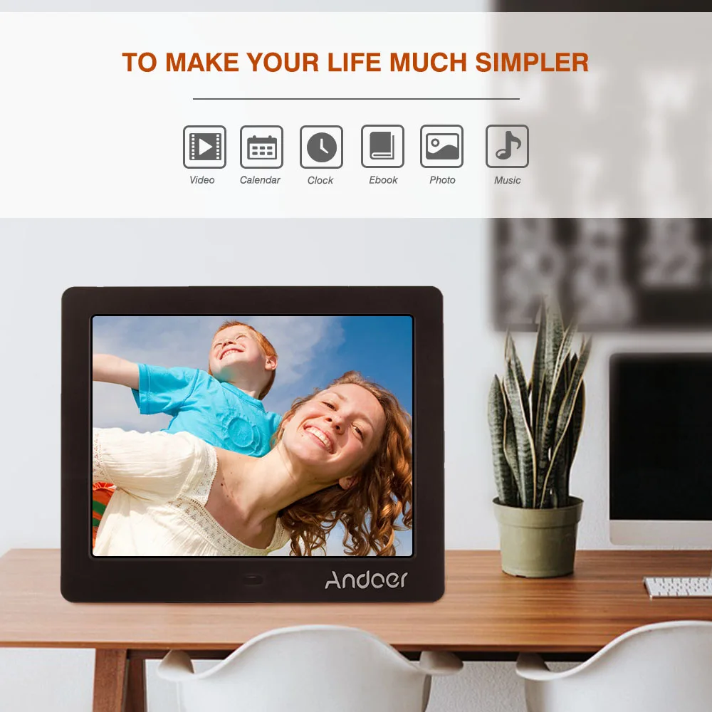 Andoer 8 &quotHD широкий экран с высоким разрешением цифровая фоторамка Будильник MP3 MP4