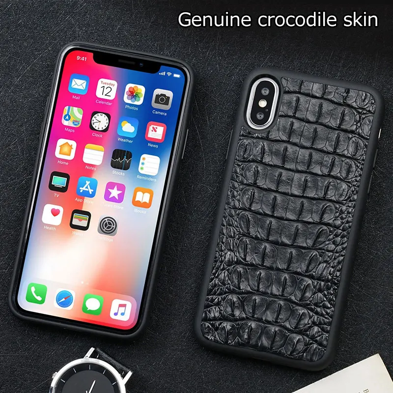 Чехол для iphone 7 6 plus Роскошные натуральной крокодиловой сзади кожа etui X XS MAX XR чехол