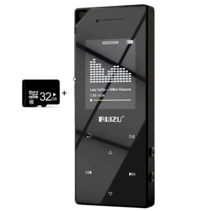 blk with 32gb ruidu D05 Bluetooth 4,0 Mp3 MP4 плеер Музыкальный плеер с 16 Гб fm-радио тяжелая металлическая сенсорная кнопка 80ч воспроизведение 128 ГБ расширение - Цвет: blk with 32gb