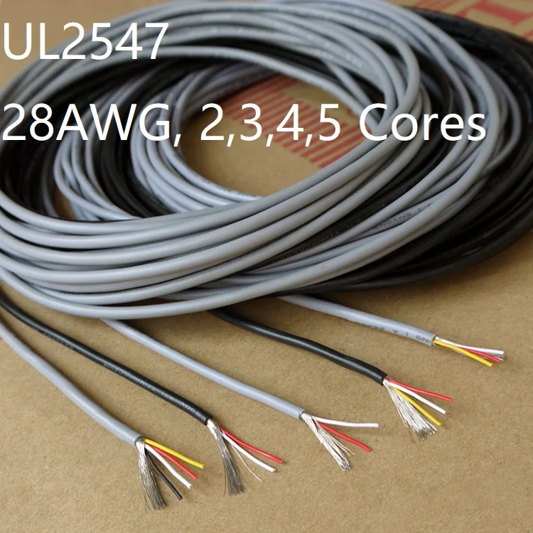 UL2547 экранированный провод 28AWG 2 3 4 5 ядер PVC изолированный канальный усилитель аудио сигнальный кабель Луженая медь линия управления наушниками