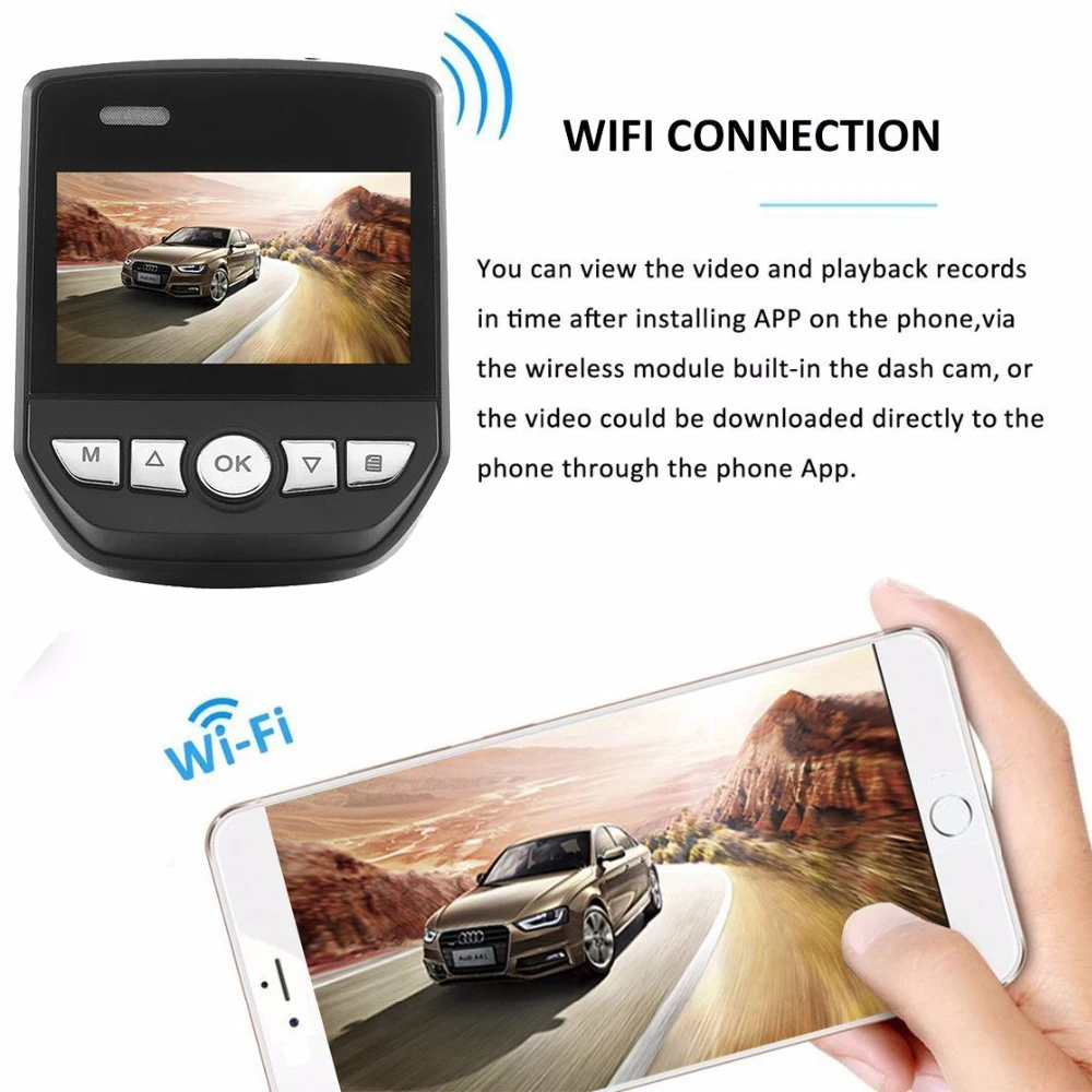 Bluavido Автомобильный видеорегистратор Full HD 1080P WiFi Видеокамера Sony IMX 323 сенсор угол 150