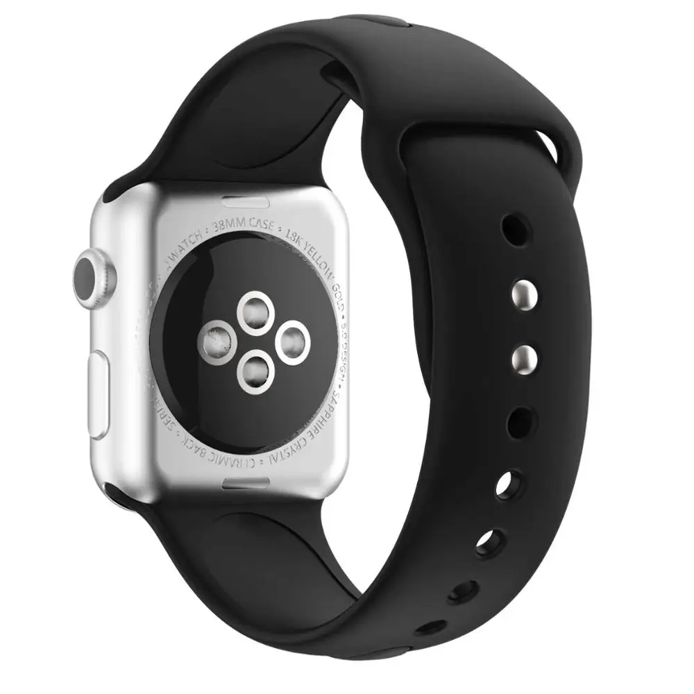 Цветной мягкий силиконовый сменный спортивный ремешок для 38 мм Apple Watch Series1 2 42 мм наручный браслет ремешок для iWatch Sports Edition - Цвет ремешка: Black