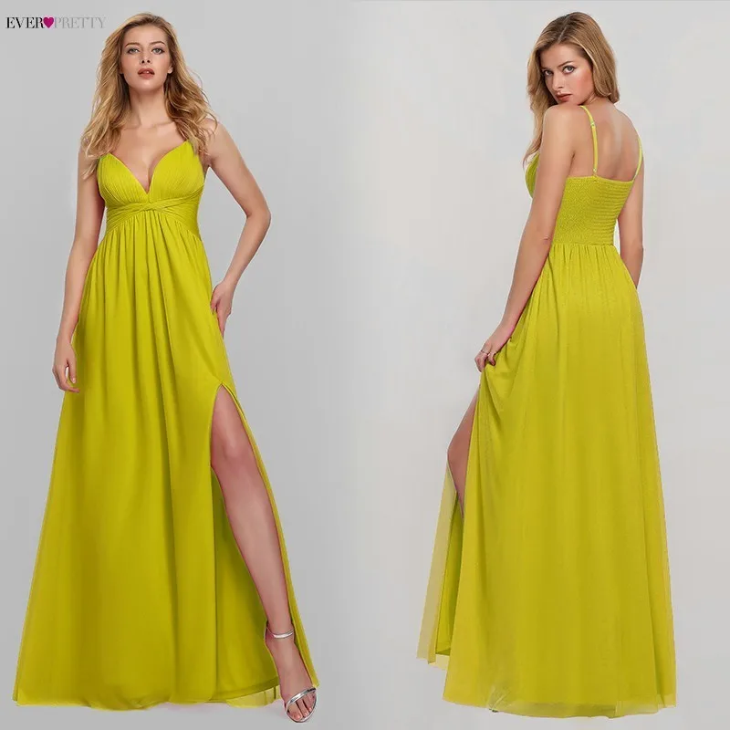 Ярко-розовые платья подружки невесты Ever Pretty A-Line с v-образным вырезом без рукавов Длинные платья для свадебной вечеринки для женщин Vestido Madrinha