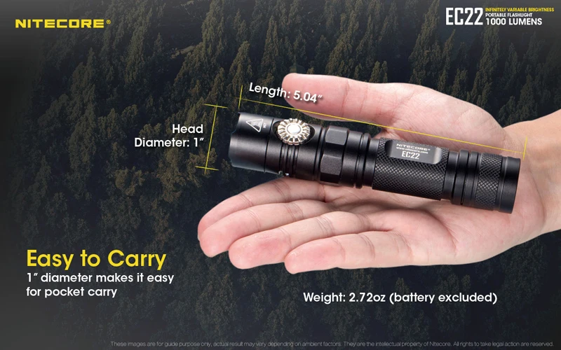 Nitecore EC22 CREE XP-L HD V6 светодиодный 1000 люмен бесступенчатая Яркость Портативный фонарик для исследования на открытом воздухе