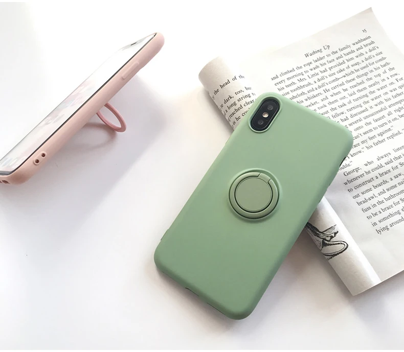 SoCouple жидкостный мягкий силиконовый держатель для телефона чехол для iphone 11 Pro Max X Xs max XR 7 8 6 6s plus сплошной цвет кольцо ручка чехол для телефона