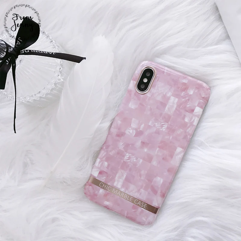 От Jenny Pink Plaid чехол для телефона iphone X 8 8plus 7 7plus мягкая Задняя накладка чехла из ТПУ