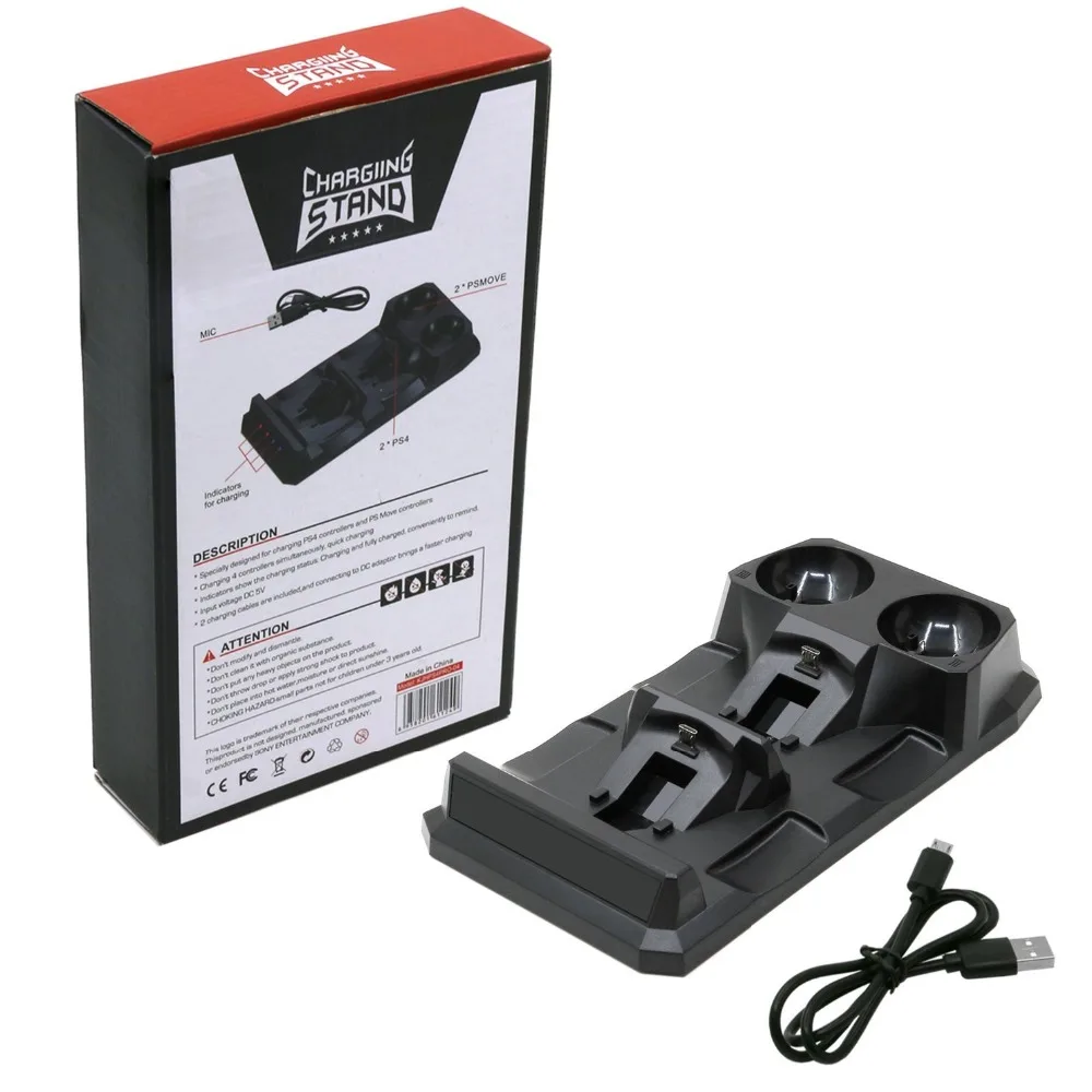 Зарядная Станция для PS Move Motion и PS4 контроллер двойной Зарядное устройство