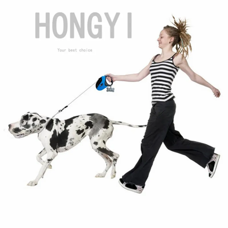 

1 piece one-handed lock retractable dog leash extending walking leads leash running dog tractor hyena rope pet dog supplies