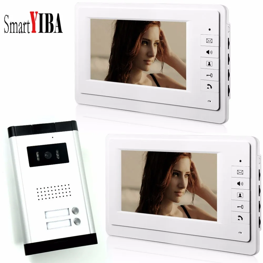 

SmartYIBA 7" TFT LCD Wired Video Intercom Door Phone Doorbell Home Security Camera Intercom System For 2 Units Apartment