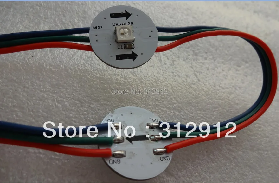 Круглый пиксельный светильник WS2812B постоянный ток 5 В диаметр 22 мм вход в