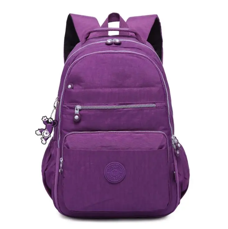 Фиолетовый Повседневный школьный рюкзак Bolsa Kiple для девочки-подростка Mochila Escolar с брелок "Обезьяна" - Цвет: Фиолетовый