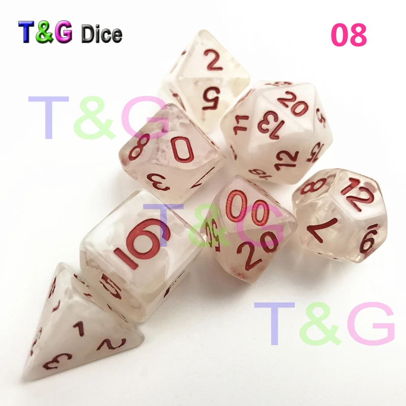 Совершенно новые кости многогранные Туманность Набор из 7 для D& d игры плюс сумка игра кости подарок - Цвет: Белый