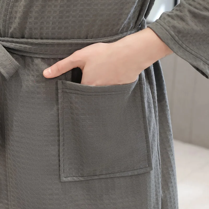 Халат кимоно для мужчин и женщин тонкая вафельная одежда сна ночная рубашка на