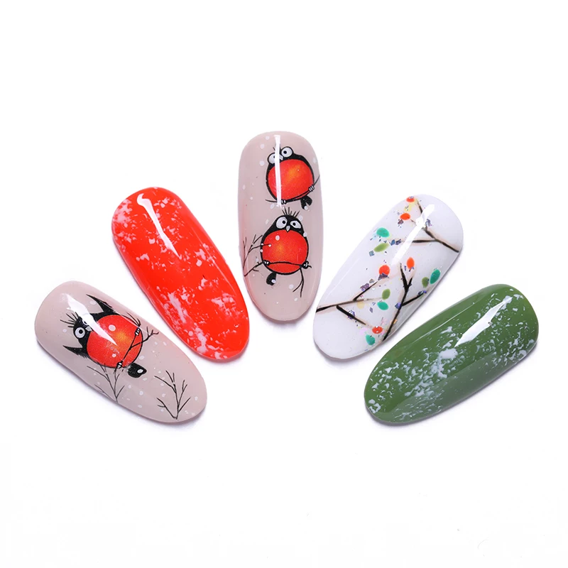3D наклейки для ногтей клейкие милый узор красных птиц переводные дизайна