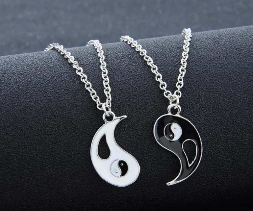 Модные ожерелья Восьмигранные черно белые Подвески Yin Yang для влюбленных пар