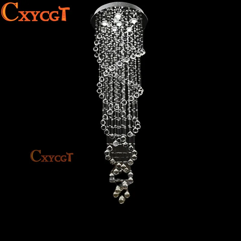 Modern LED Double Spiral Crystal Chandelier Lighting for Foyer Stair Staircase Bedroom Hotel HallCeiling Hanging Suspension Lamp