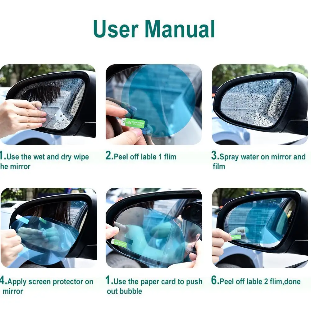 2 шт. Автомобильная водонепроницаемая пленка заднего вида противотуманная