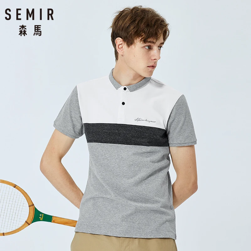Мужская рубашка поло SEMIR однотонное дышащее из мягкого хлопка с вышивкой лошади