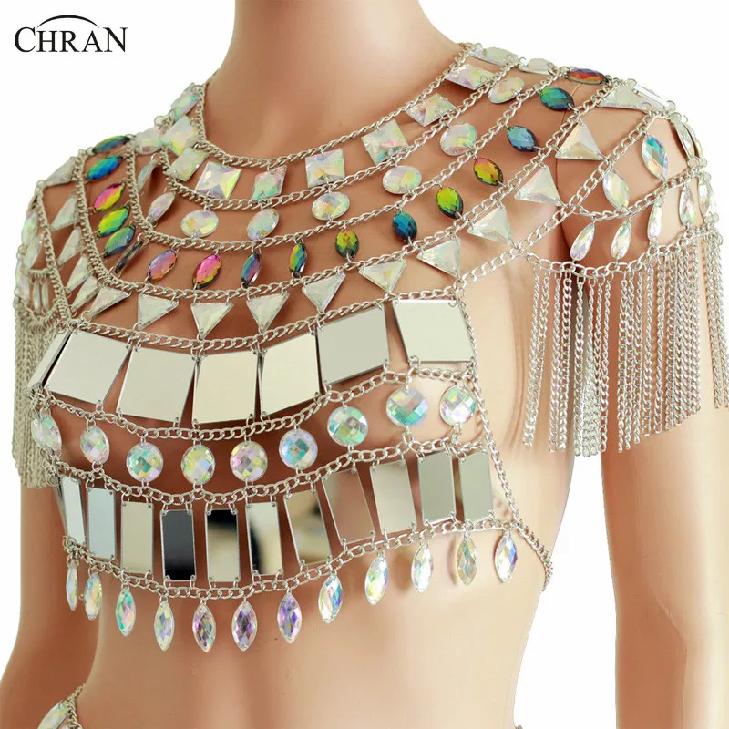 Женский костюм для косплея Chran розовый топ с кисточками и цепочкой на плечо