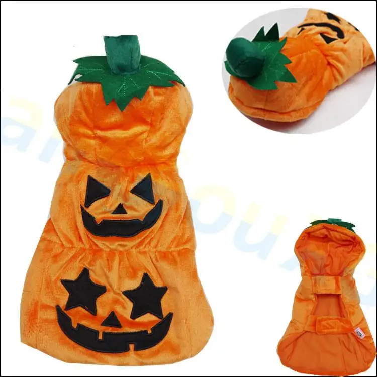 Pumpkin with hat 10pcs Halloween Party festival Cat Clothes Teddy Puppy Dog hamburger Clothes Winter Hot Dog Pet Winter vest Halloween decoration - Цвет: Pumpkin with hat
