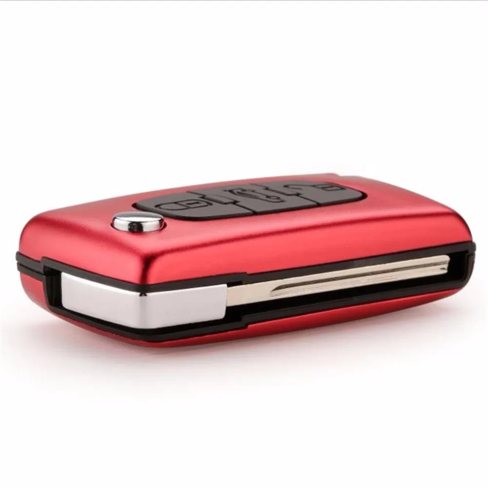 PREISEI New Aluminum Red 3 Buttons Remote Car Flip Key Case Shells Fob with trunk For Peugeot 307 407 ce0536 | Автомобили и
