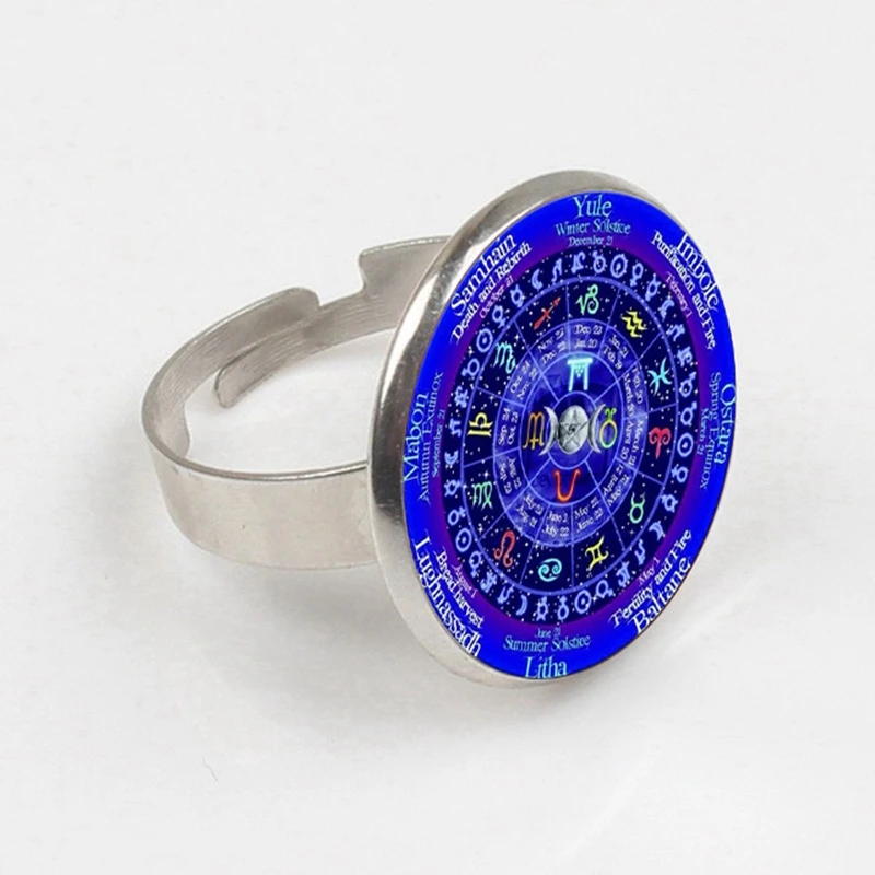 Женское кольцо с логотипом зодиака Wicca Винтажное пентаграммой аксессуары для
