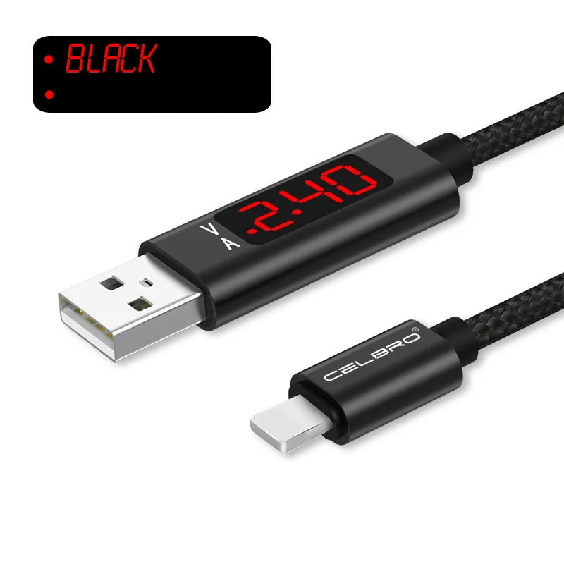 Светодиодный кабель mi cro USB с дисплеем, кабель usb type C, кабель USB для зарядки samsung S10 S10E Plus Xiaomi mi 9, кабель для быстрой зарядки и передачи данных, 1 м - Тип штекера: Black 8Pin
