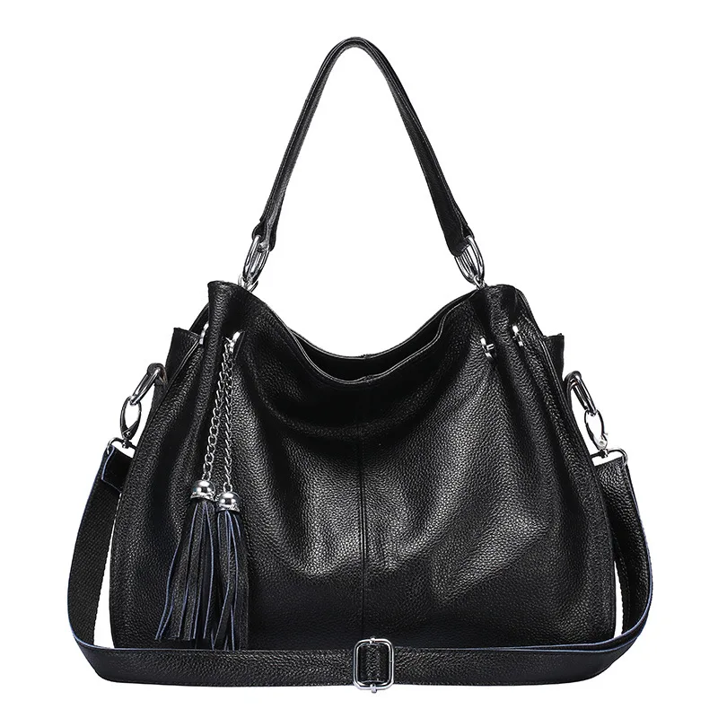 

Fashion winter Women Real Genuine Leather Casual Women Handbag Large Shoulder Bag tassel Ladies casual Tote Satchels Purse Bolsa