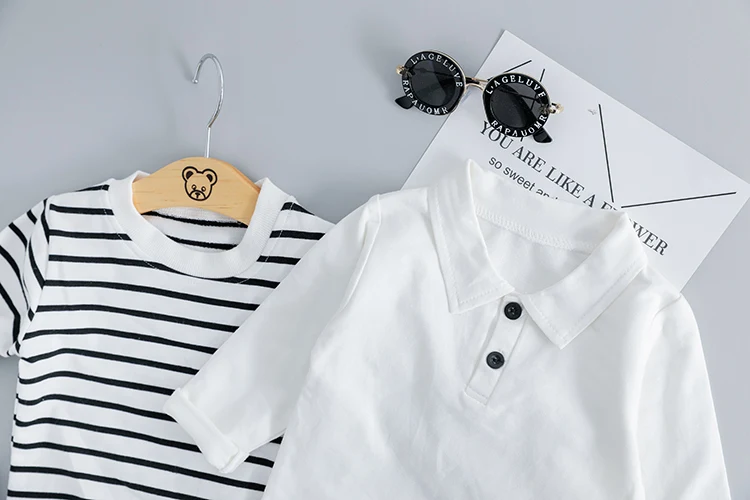 Children Clothing Boys Denim Overalls Set Cute Cartoon Eye Striped Top and Bib Jeans 2PCS Kid Boy Boys Girls Clothes