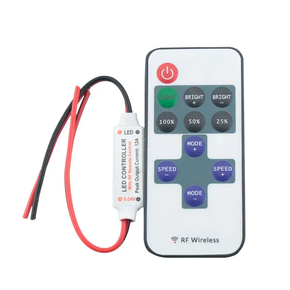 No DC Connector 10 клавиш RF беспроводной диммер постоянного тока 12 В одноцветная Светодиодная лента пульт дистанционного управления относится к 5050 2835 5630 3014 Светодиодная лента - Цвет: No DC Connector
