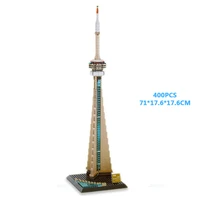 city world famous architecture canada toronto cn tower building block model bricks assemble education toys collection for gifts