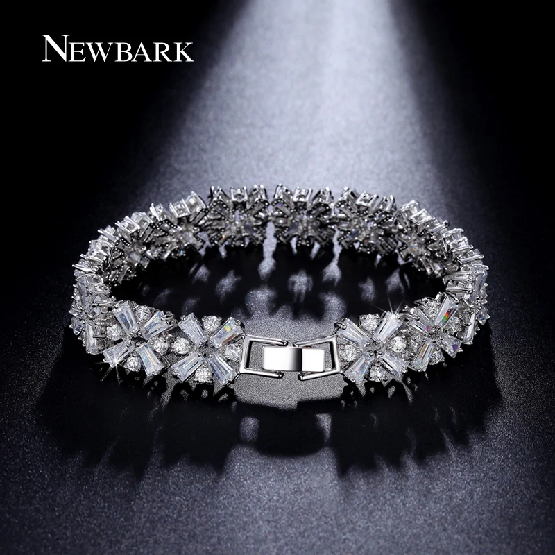 NEWBARK Charm Tennis Bracelets for Woman Pulseira Classic Wedding Jewelry Lady AAA+ Cubic Zirconia Snowflake Bracelet & Bangle |