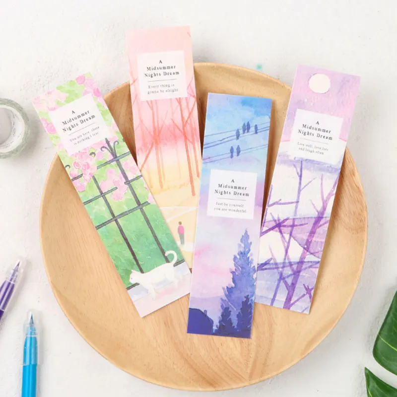 30 pcs/box Summer night paper bookmarks kawaii stationery book holder message card school supplies papelaria kids gifts | Канцтовары для