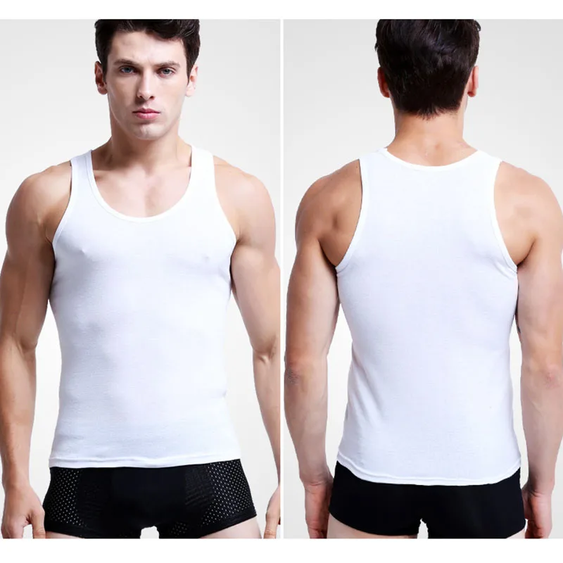 Однотонные хлопковые мужские майки летние облегающие для бодибилдинга