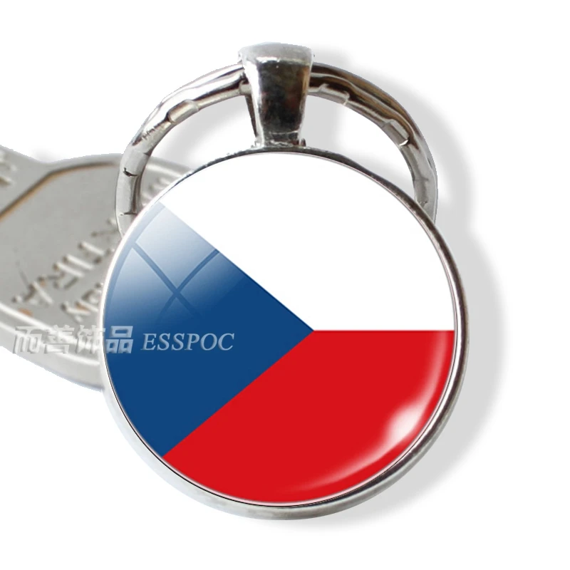 Czech Флаг США, Великобритании, Бразилии, России, Испании, гламурный стеклянный купол, брелок для ключей, панк, женские, мужские модные аксессуары, брелок, сувенир, подарки - Цвет: Czech
