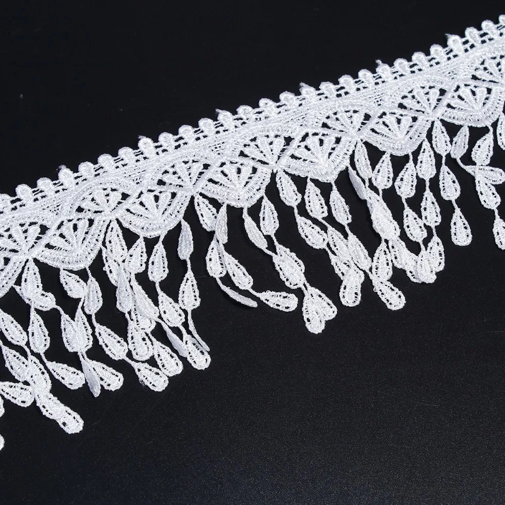 Красивая белая кружевная лента DoreenBeads европейская ткань вышивка с кисточкой