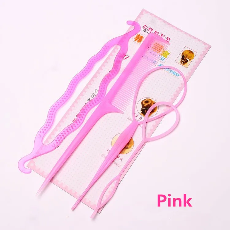 pink 4 шт., пластиковые накладные волосы, стильные инструменты для плетения волос, новинка, волшебный хвостик, хвост, пучок для волос, заколки для женщин, девушек, прически - Цвет: pink