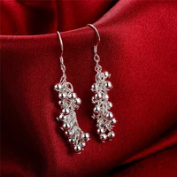 doteffil 925 sterling silver smooth grape bead drop earrings for woman wedding engagement fashion party charm jewelry