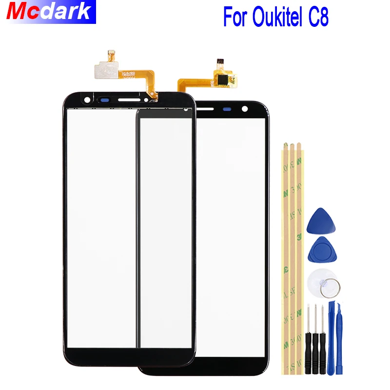 Mcdark 5 ''сенсорный экран для Oukitel C8 Сенсор передних боковых Стекло дигитайзера