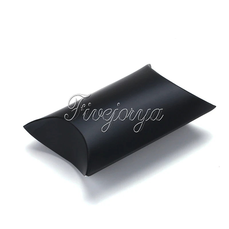 black 50 шт. коробочка для конфет, в форме подушечки ПВХ картон 5-8 конфет емкость Свадебные украшения сладости Подарочный мешочек красочный - Цвет: black