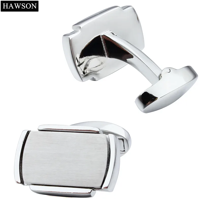 HAWSON простая металлическая запонка, запонки серебристого цвета, гравированные Запонки Для Манжет для бизнеса, подарок высокого качества