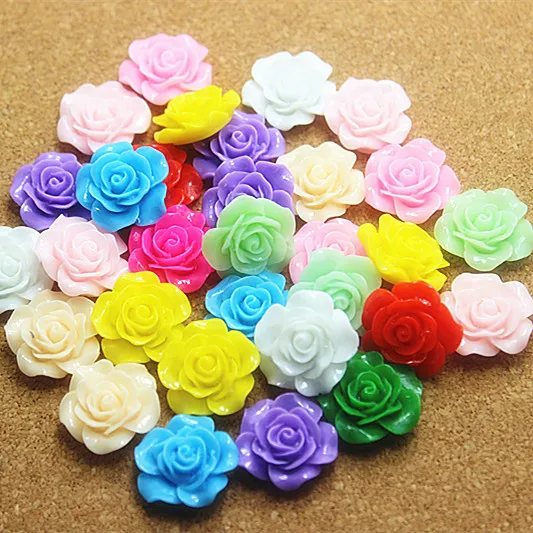 

100pcs 20mm Mix Colors Resin Rose Flower Flatback Cabochon DIY Scrapbooking Decorative Craft Making