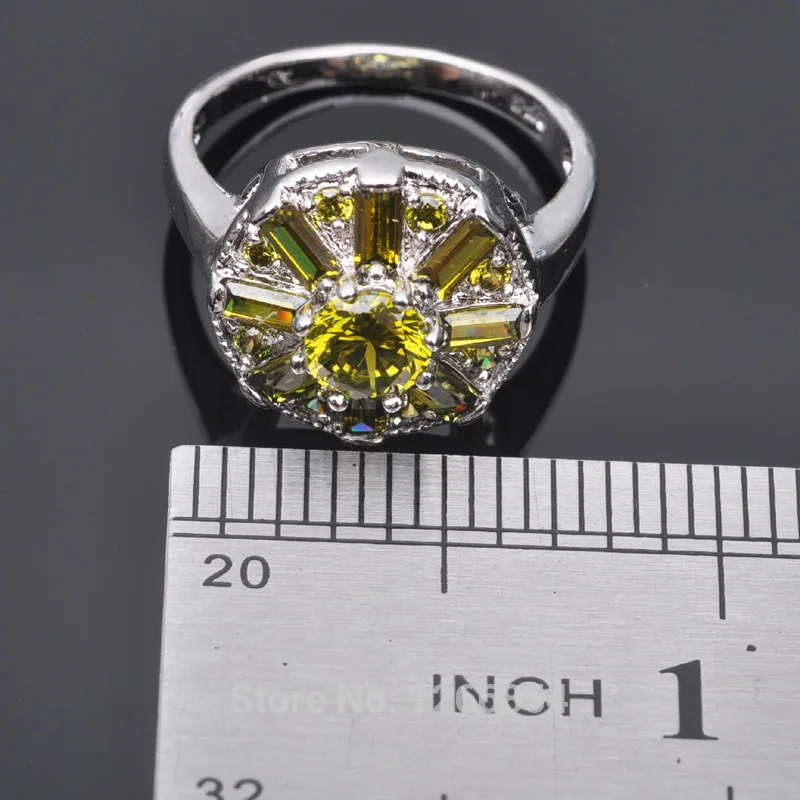 Безупречный Зеленый камень кубический цирконий для женщин Серебряный цвет