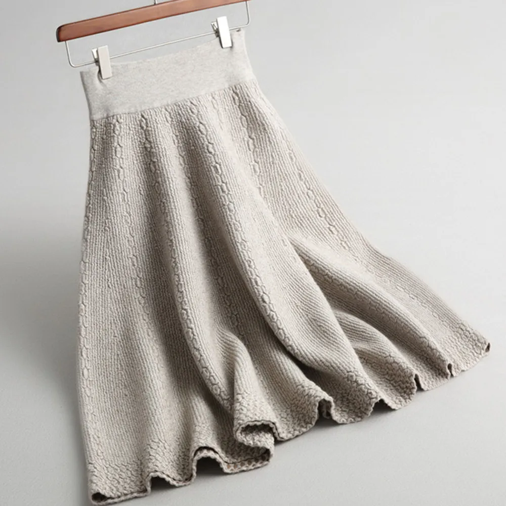 Женская трикотажная юбка черная серая бежевая теплая плотная с высокой