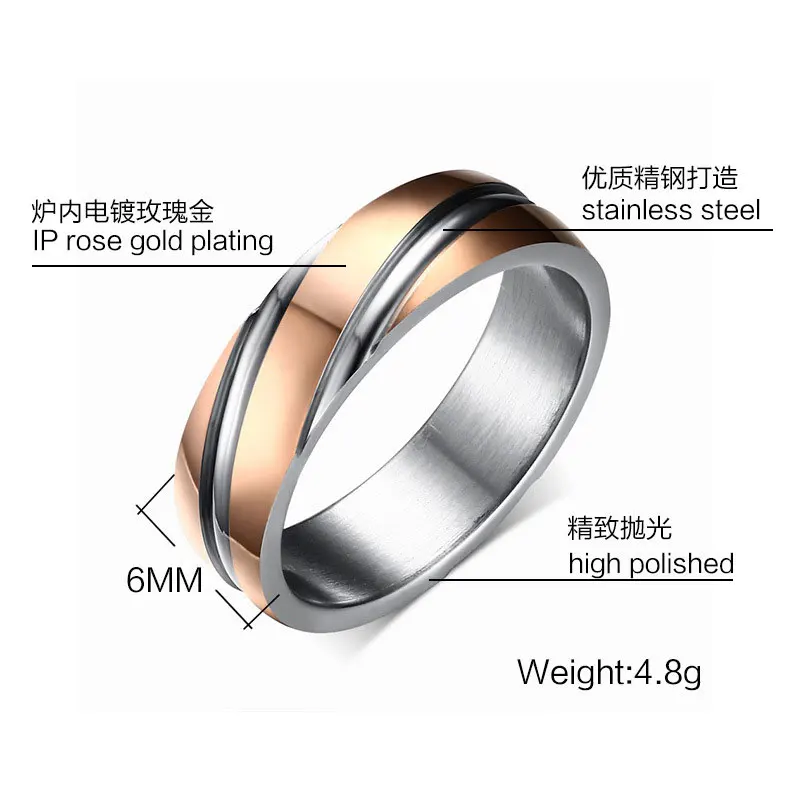 Титановые кольца из нержавеющей стали черные серебристые позолоченные