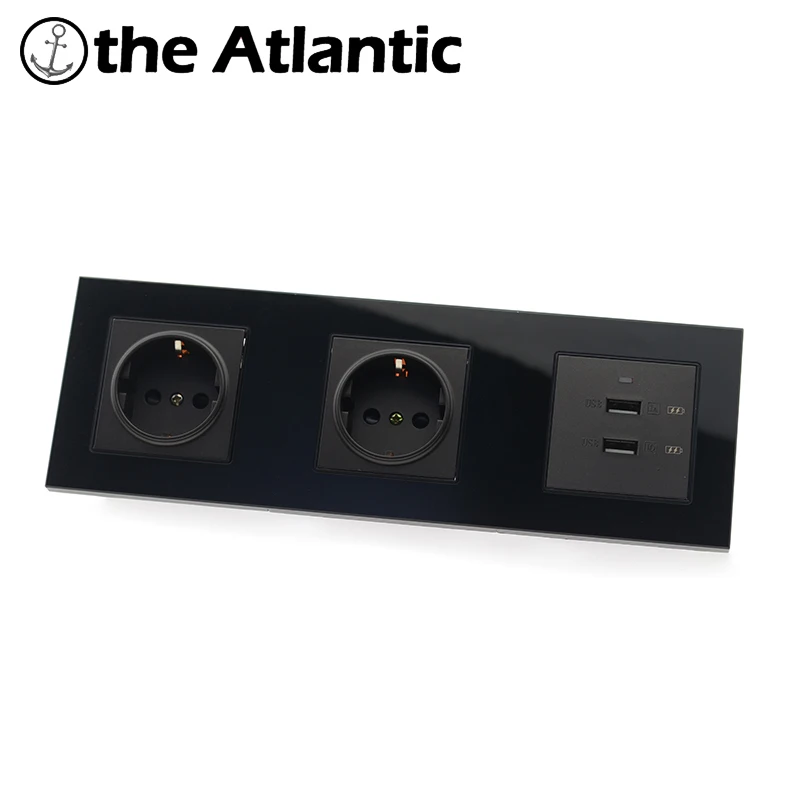 Электрическая розетка + USB ТВ RJ45 HDMI Тройная Pop настенная закаленное стекло панели