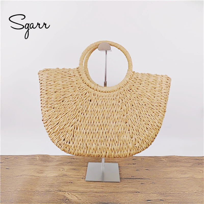 

SGARR Summer New Fashion Women Straw Handbags Famous Brands Handmade Luxury Ladies Beach Bags High Quality Female Shoulder Bag