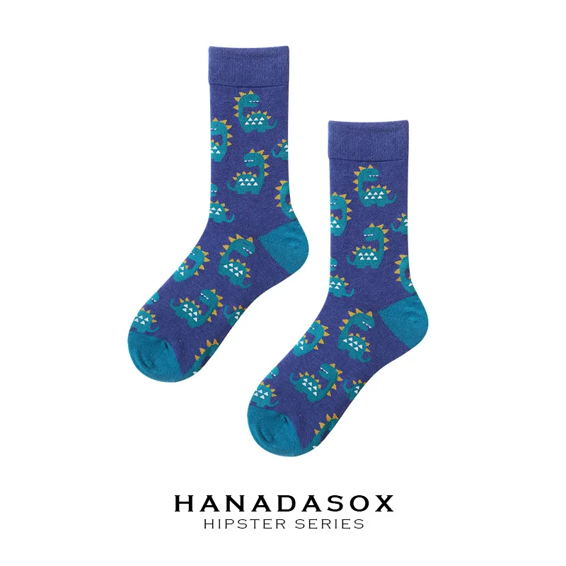 1 пара мужских носков чесаные хлопковые носки с рисунками животных птиц акул