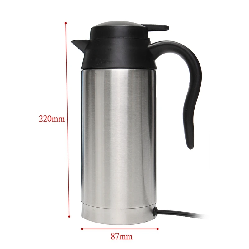12V Electric Kettle 750ml Insulation Pot Stainless Steel In-Car Bottle Travel Trip Heated Mug Motor Hot Water For Car Truck | Бытовая